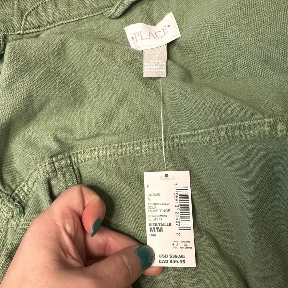 Children's Place Little Girl's‎ Olive Green Jean Jacket Sz 7/8 Layering Classic